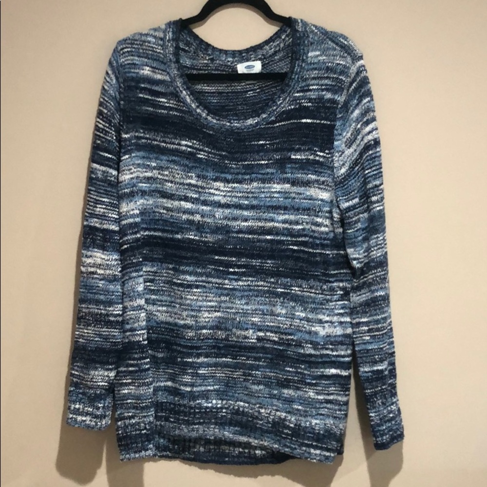 Old Navy Blue & White Knit Pullover Sweater